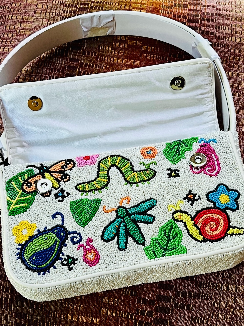 πΊπHPππΊ NWT Staud Beaded Tommy Shoulder Bag Bug Out πRare Findπ - Picture 9 of 16